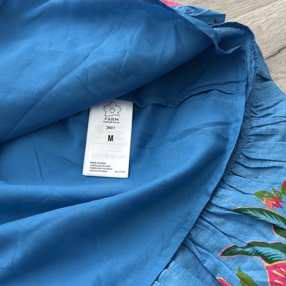 Farm Rio Women’s Blue Tropical Midi Layered Tiered Tapestry Dress Medium NWT - Picture 11 of 16